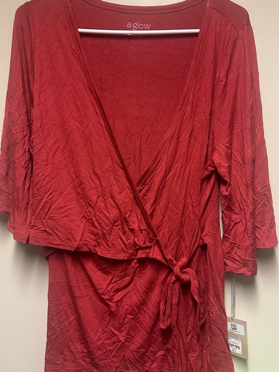 a:glow Tops - a:glow Red‎ Wrap-Front Blouse